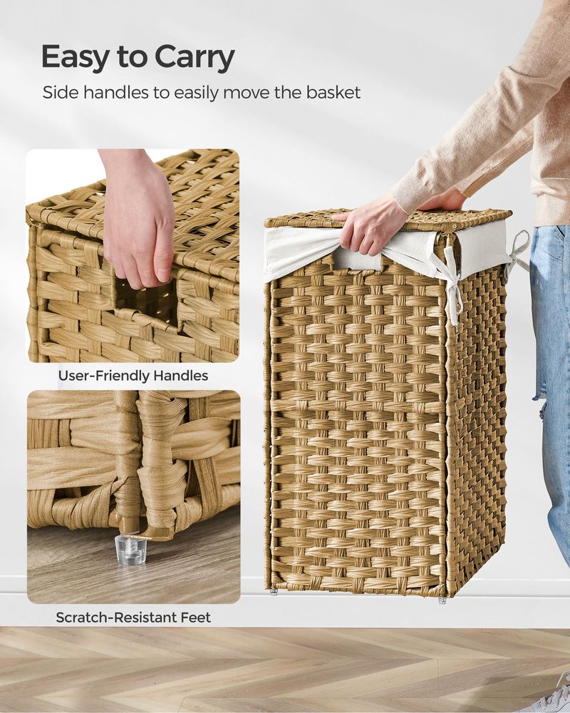 Laundry Basket With Lid - Synthetic Rattan - 23.8 Gallon