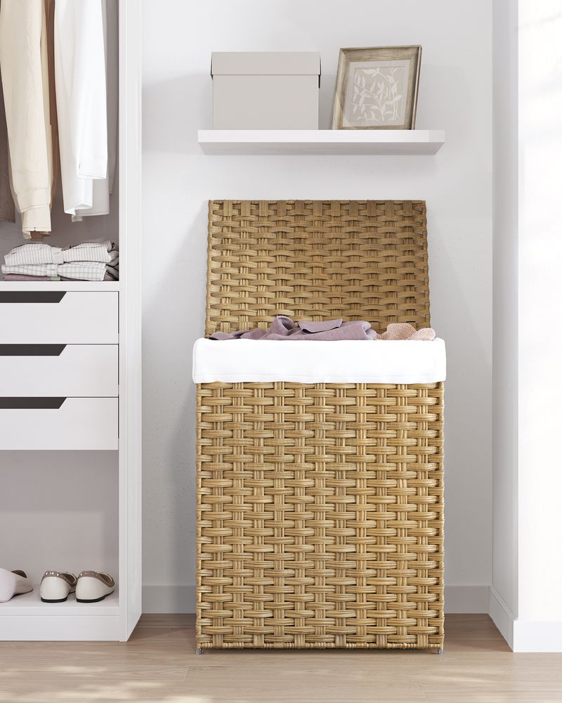 Laundry Basket With Lid - Synthetic Rattan - 23.8 Gallon