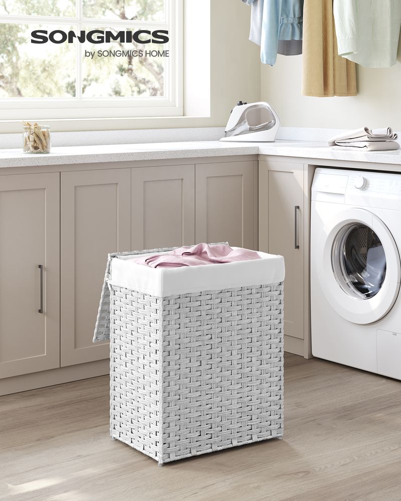 Laundry Basket With Lid - Synthetic Rattan - 23.8 Gallon
