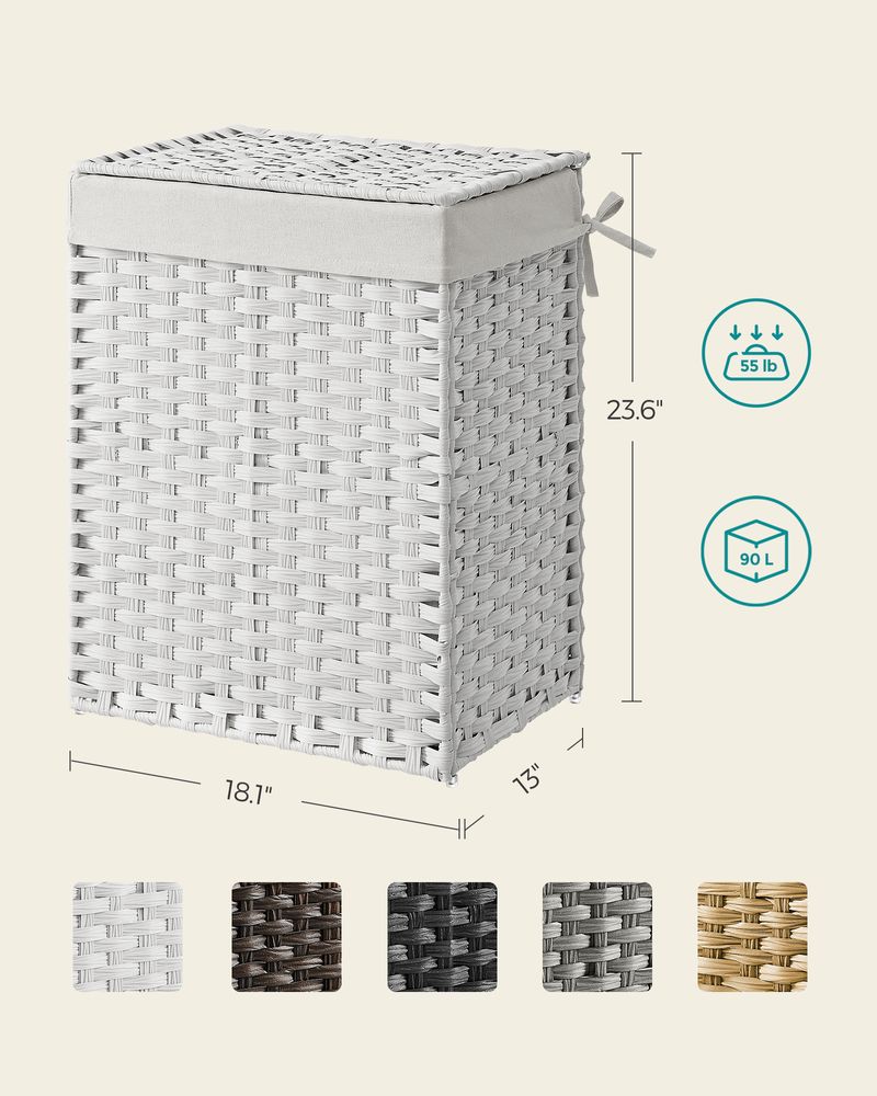 Laundry Basket With Lid - Synthetic Rattan - 23.8 Gallon