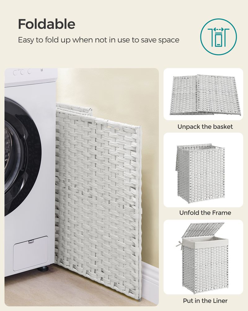 Laundry Basket With Lid - Synthetic Rattan - 23.8 Gallon