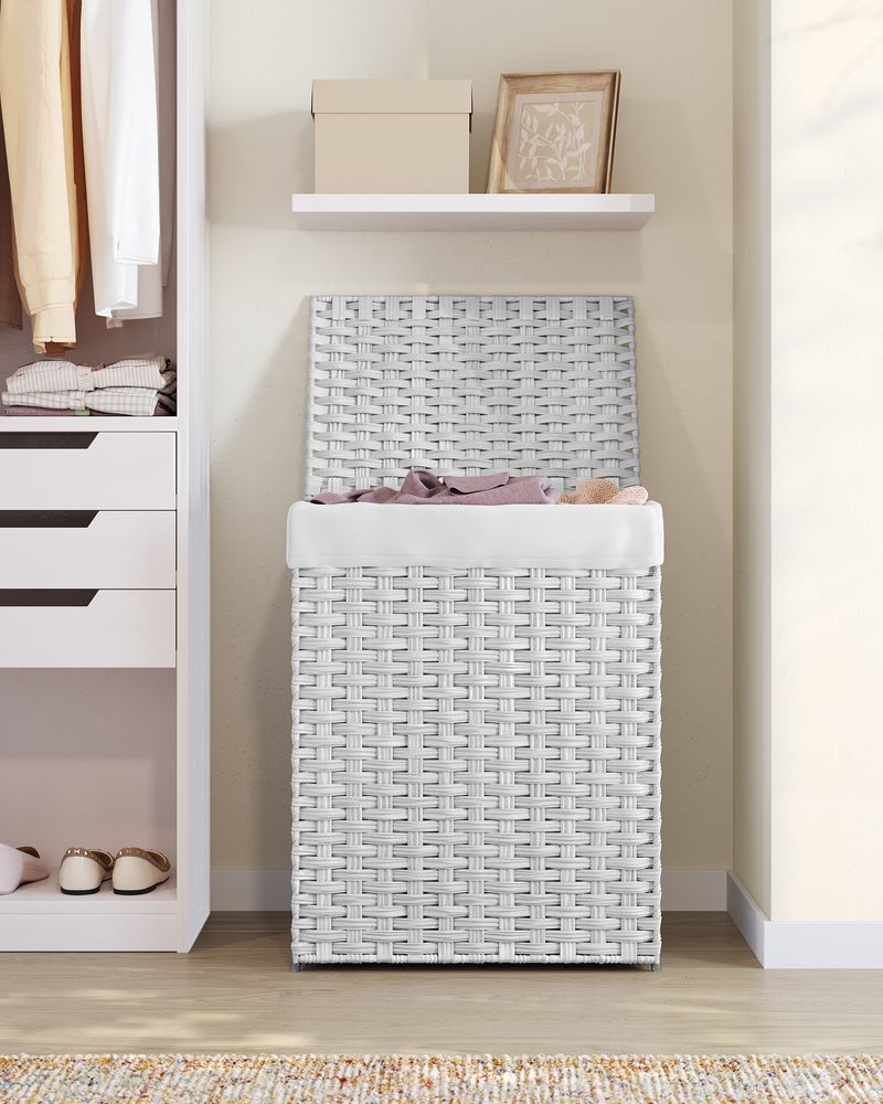 Laundry Basket With Lid - Synthetic Rattan - 23.8 Gallon