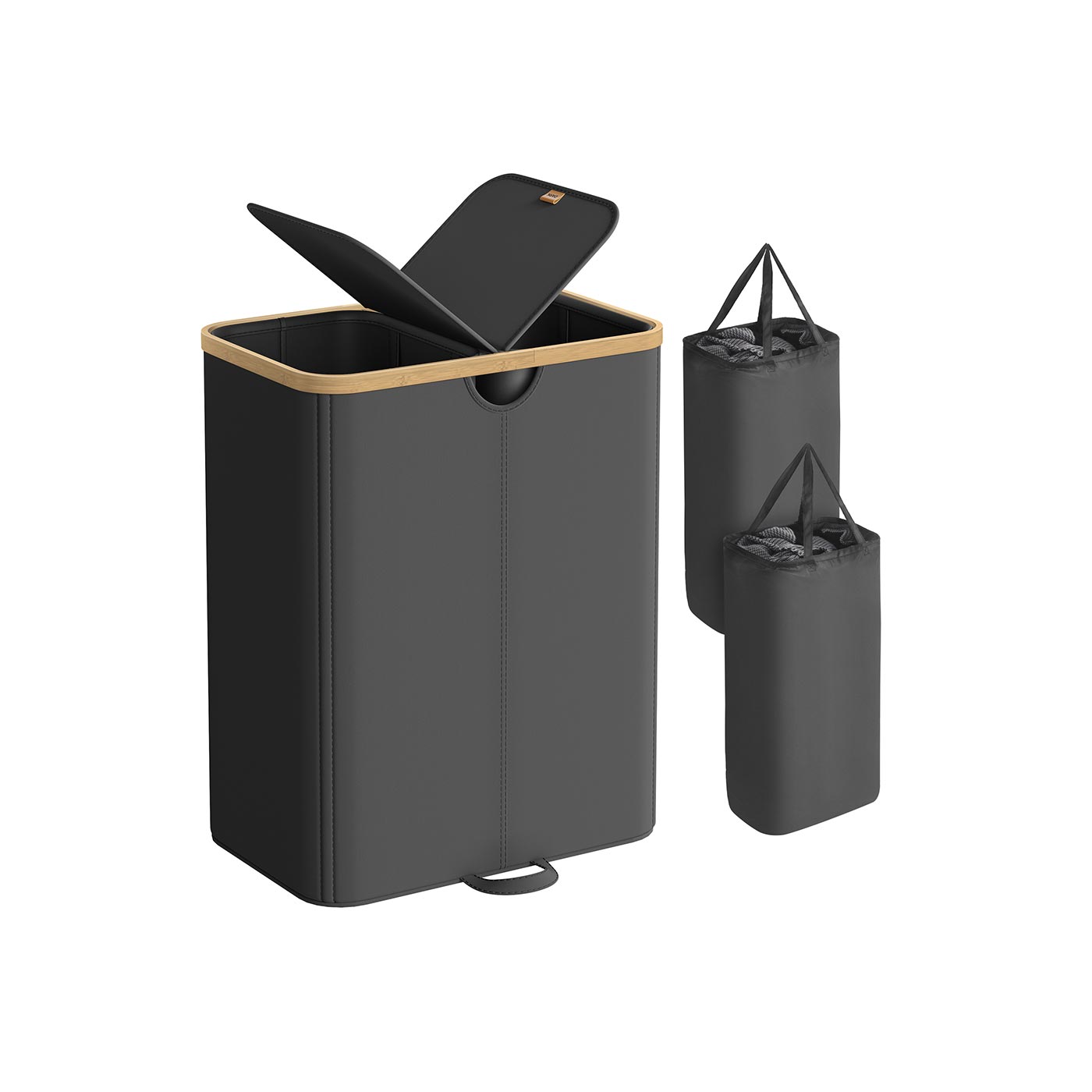 39 Gallon Laundry Hamper With Lid 2 Compartment Laundry Sorterv