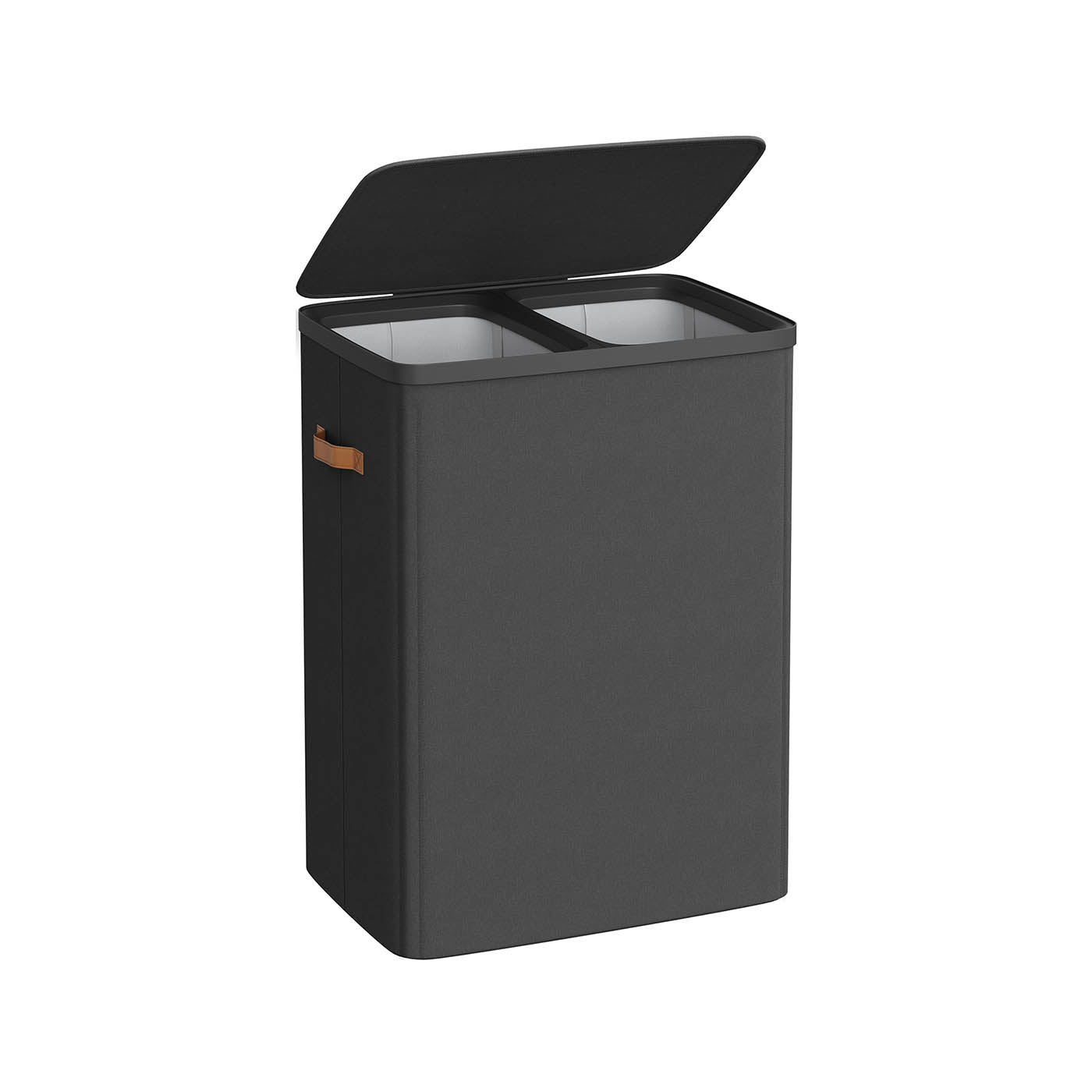 Laundry Hamper With Lid – 3 Compartments – Carry Handles - Ink Black / 170 L (3-Section)