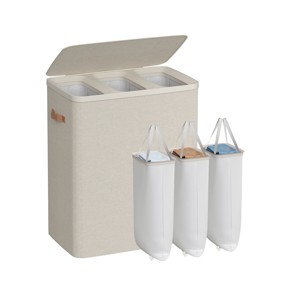 44.9 Gallon Laundry Hamper With Lid 2 Section Laundry Sorter
