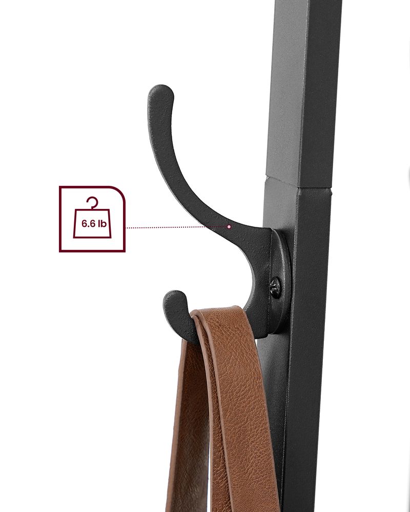 Coat Stand With 3 Shelves – 8 Hooks – Industrial Entryway Organizer