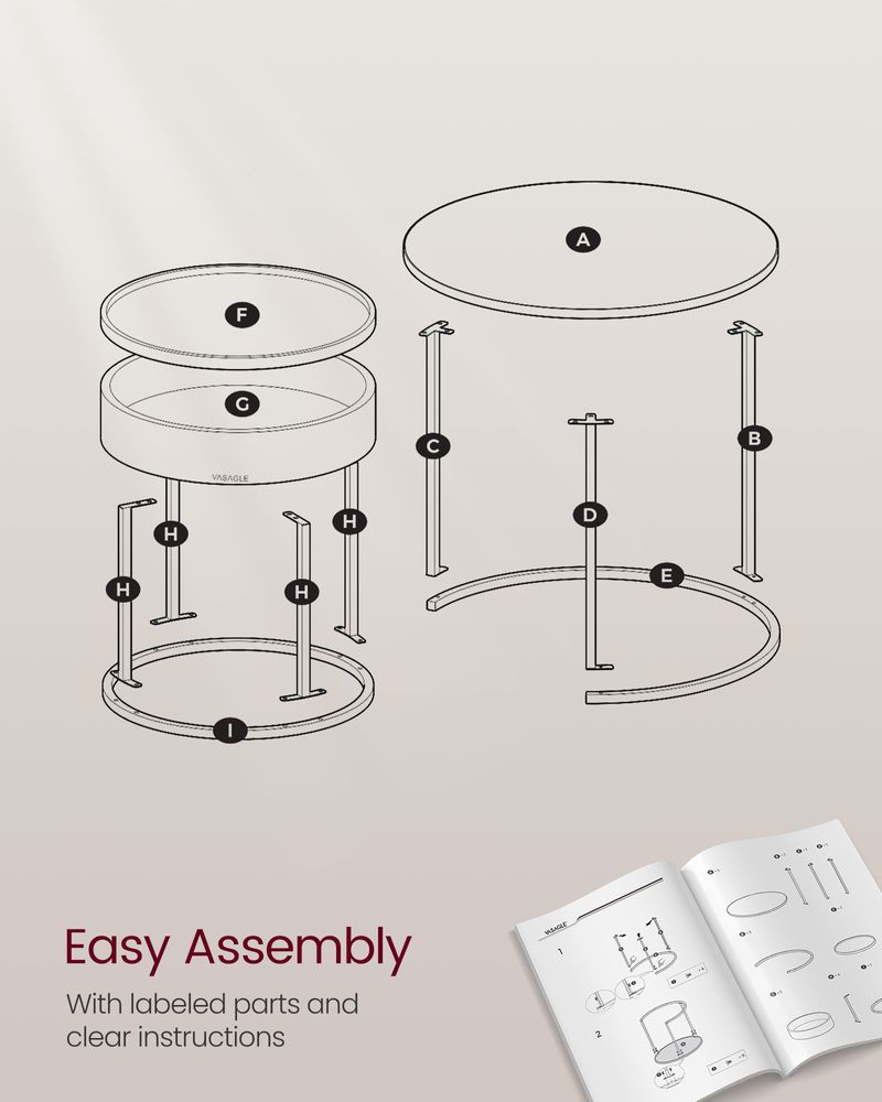 Round Coffee Tables Set of 2 – Hidden Storage – Nesting Design