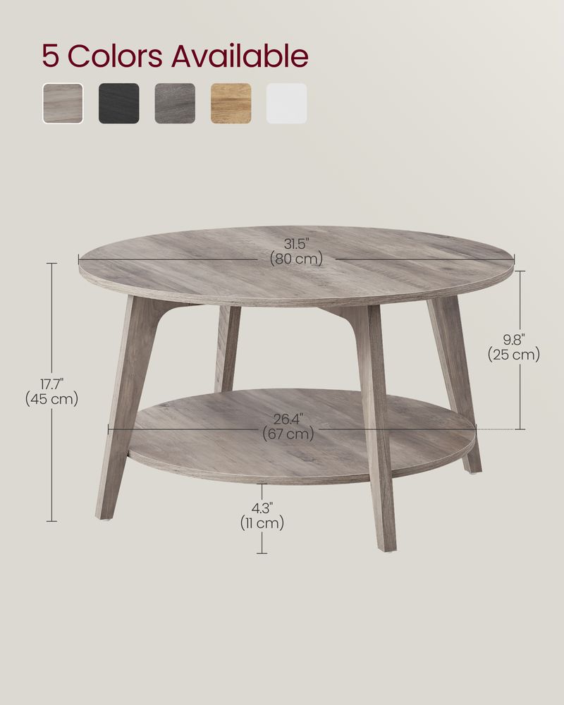 2-Tier Round Coffee Table – Modern Design – Living Room Storage Table