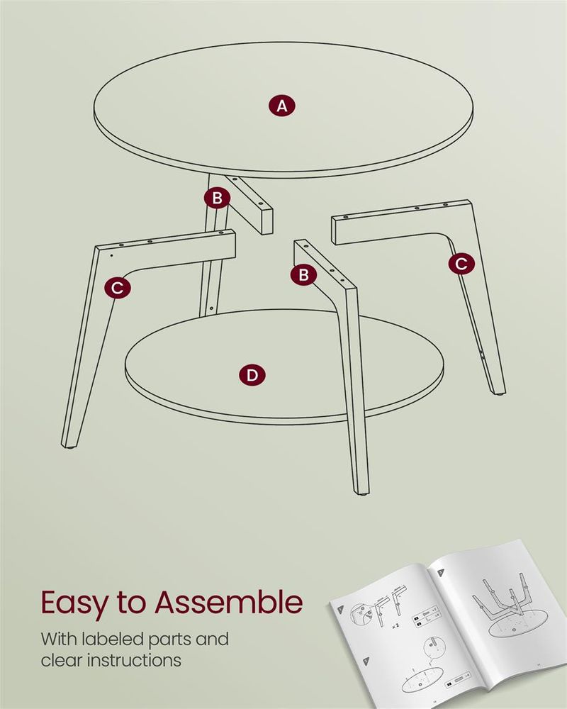 2-Tier Round Coffee Table – Modern Design – Living Room Storage Table