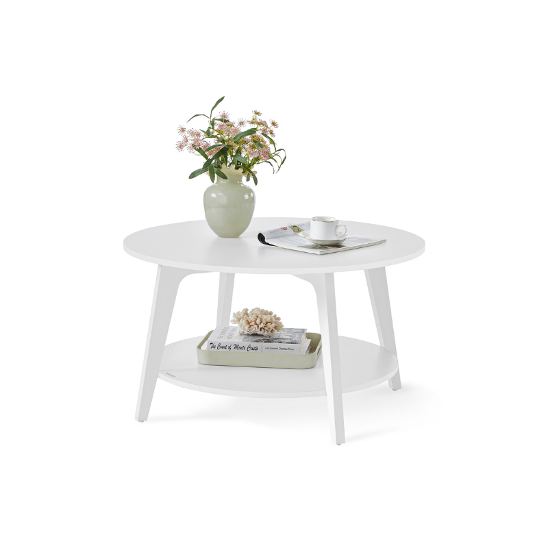 2-Tier Round Coffee Table – Modern Design – Living Room Storage Table