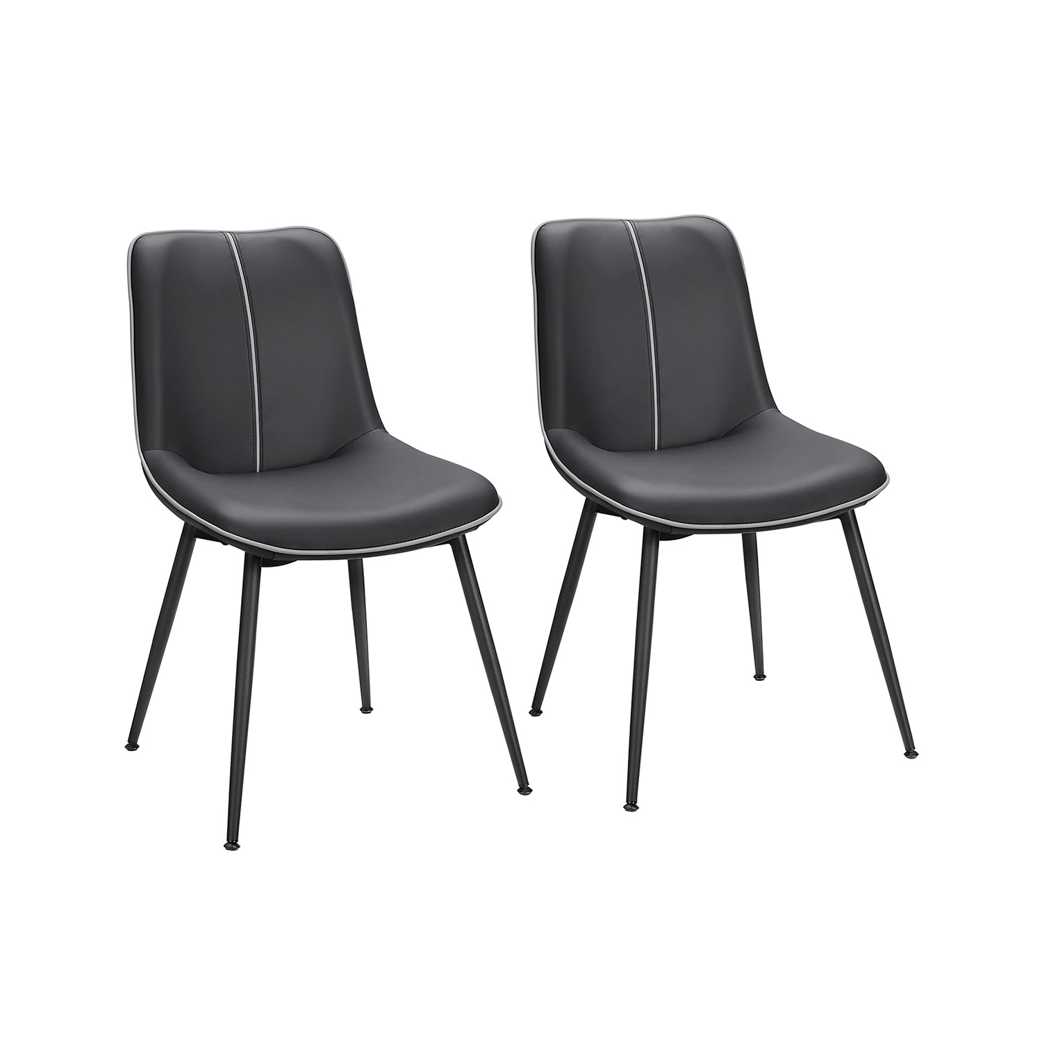 Leather Dining Chairs Set – Padded Seats & Backrest – Steel Legs