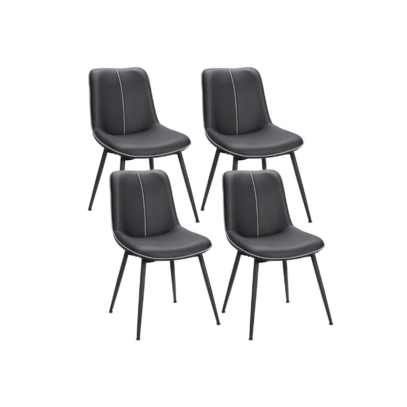 Leather Dining Chairs Set – Padded Seats & Backrest – Steel Legs