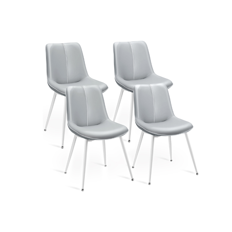 Leather Dining Chairs Set – Padded Seats & Backrest – Steel Legs