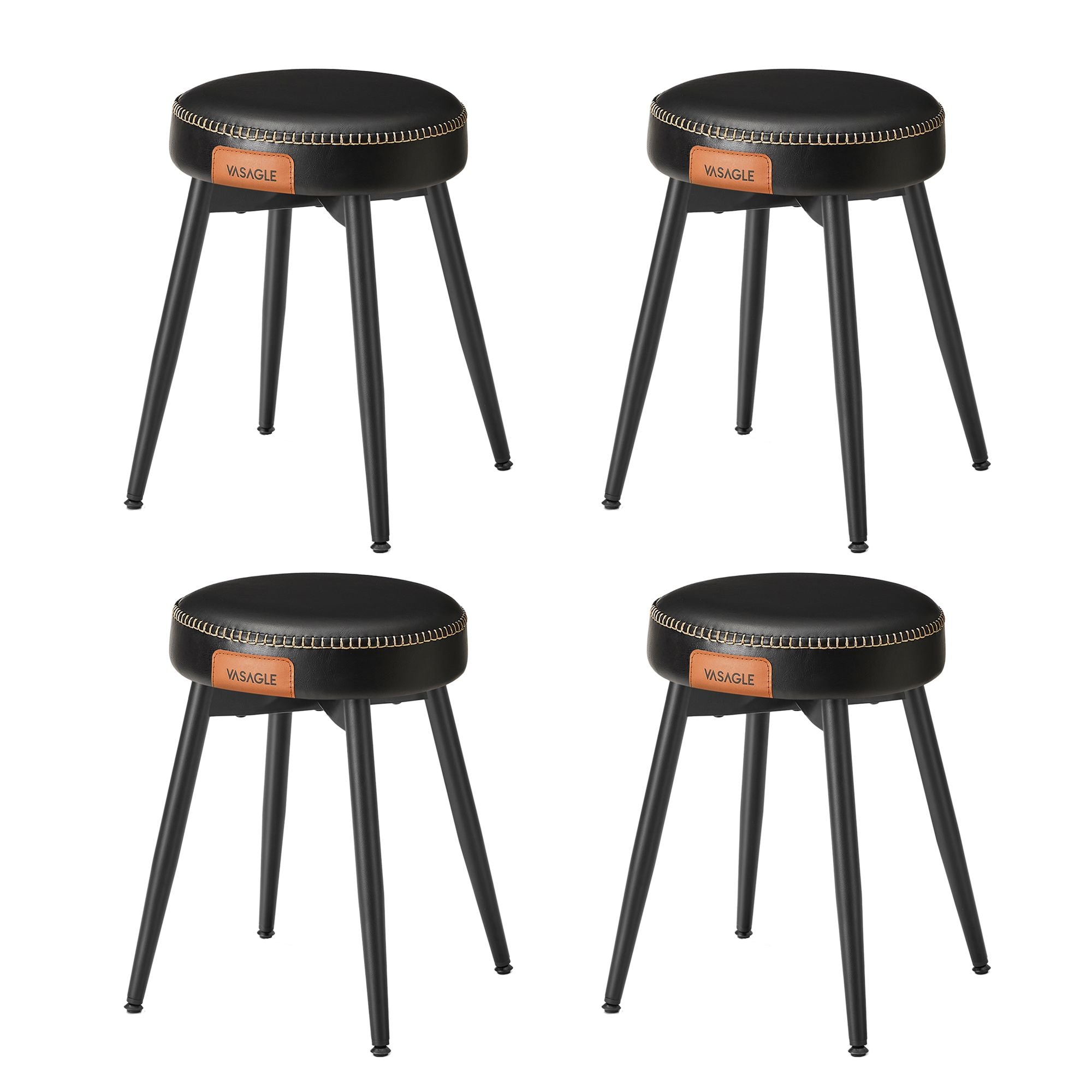 Dining Stool – Padded Faux Leather Seat – Space-Saving Design