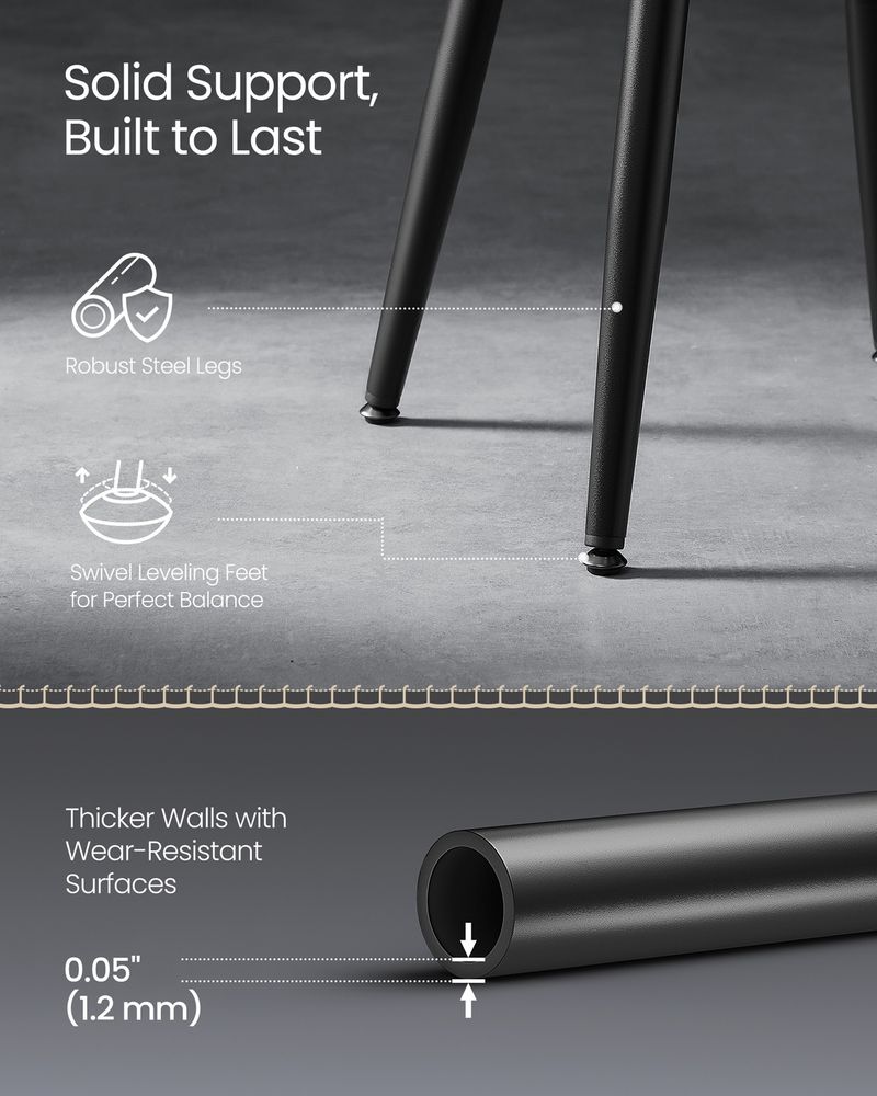 Dining Stool – Padded Faux Leather Seat – Space-Saving Design