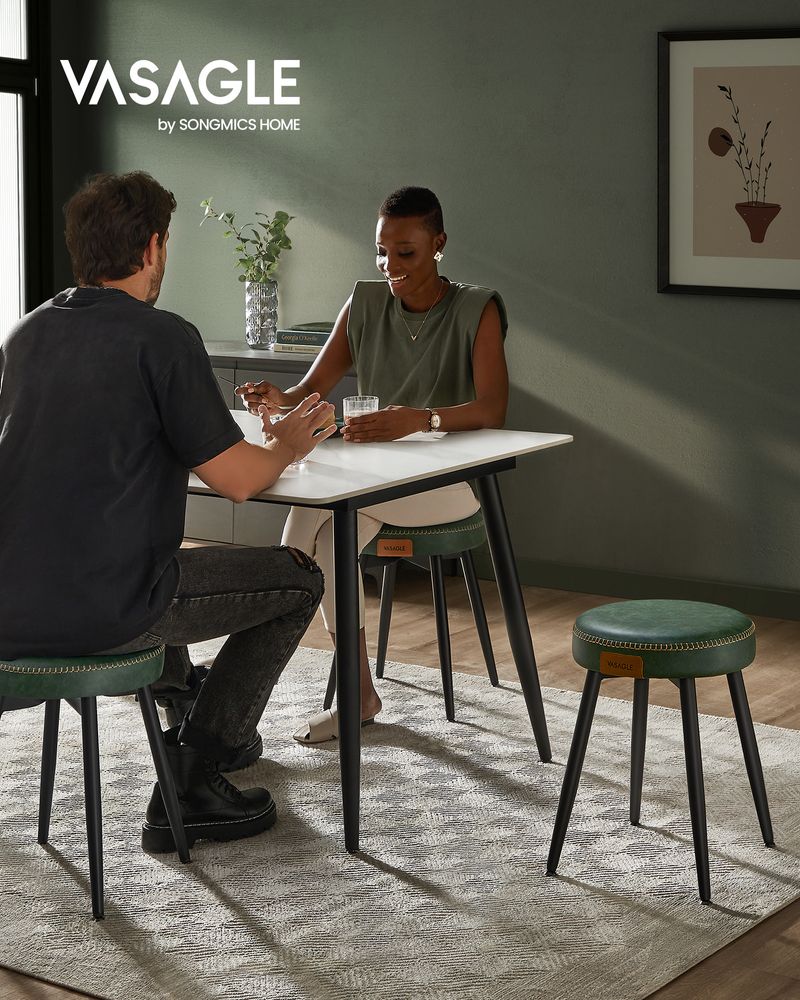 Dining Stool – Padded Faux Leather Seat – Space-Saving Design