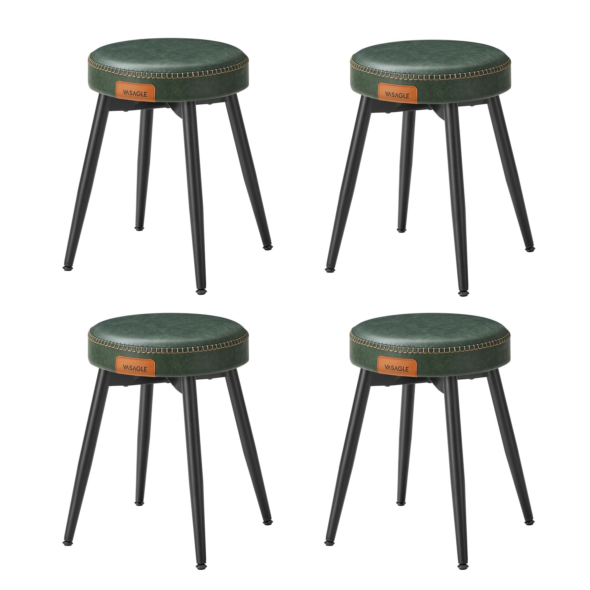 Dining Stool – Padded Faux Leather Seat – Space-Saving Design