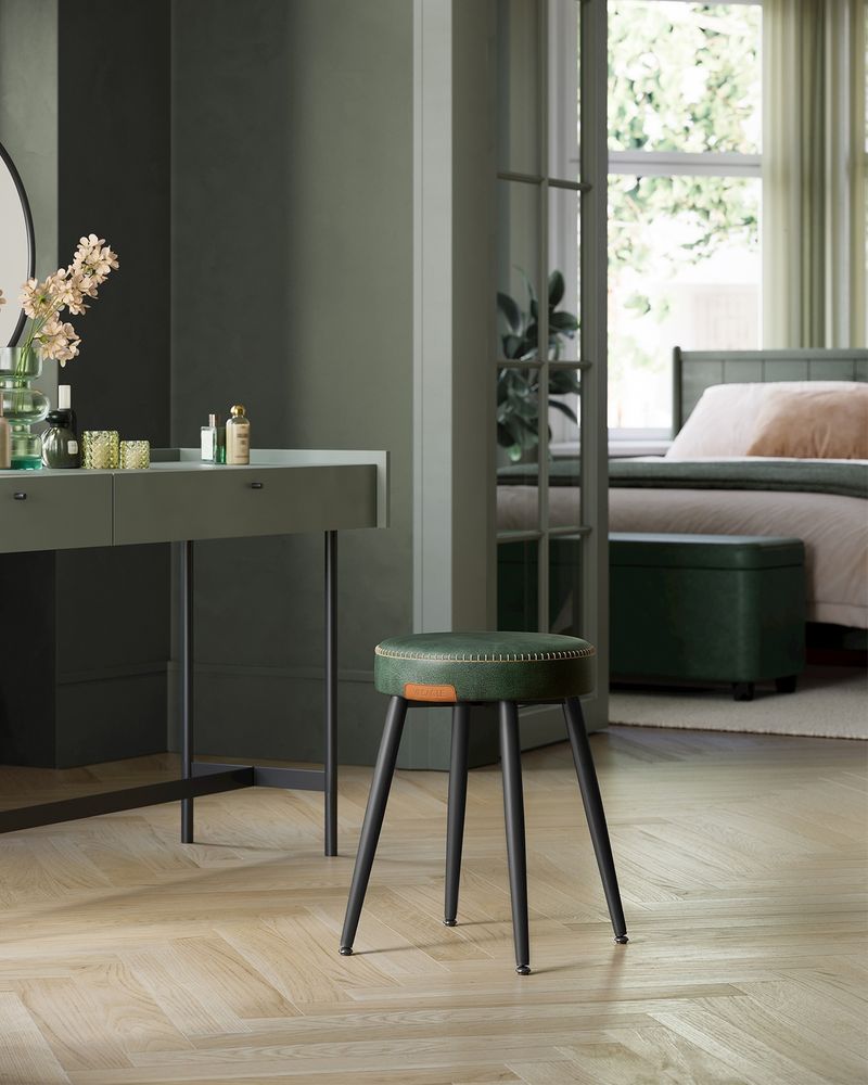 Dining Stool – Padded Faux Leather Seat – Space-Saving Design