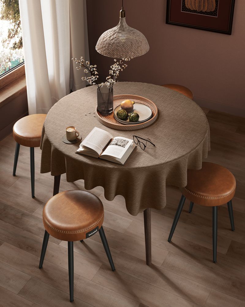 Dining Stool – Padded Faux Leather Seat – Space-Saving Design