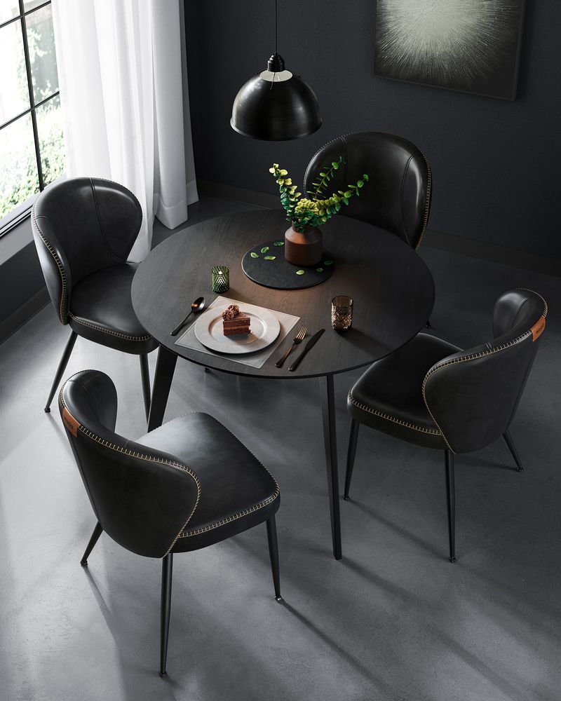 Dining Chairs Set of 2 Upholstered Padded Seat With Metal Legs