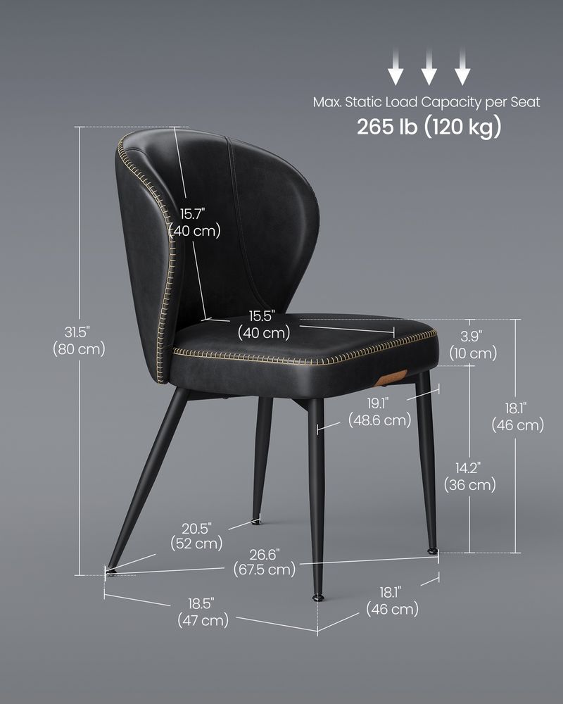 Dining Chairs Set – Padded Faux Leather Seats – Steel Legs