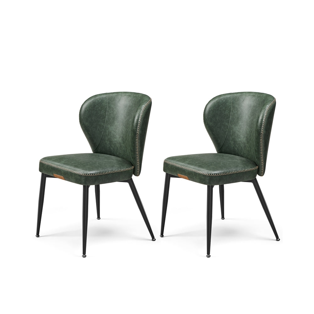 Dining Chairs Set – Padded Faux Leather Seats – Steel Legs