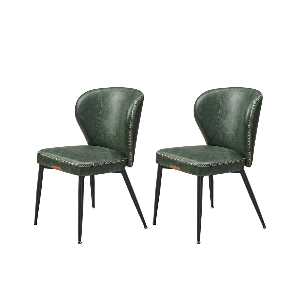 Dining Chairs Set of 2 Upholstered Padded Seat With Metal Legs