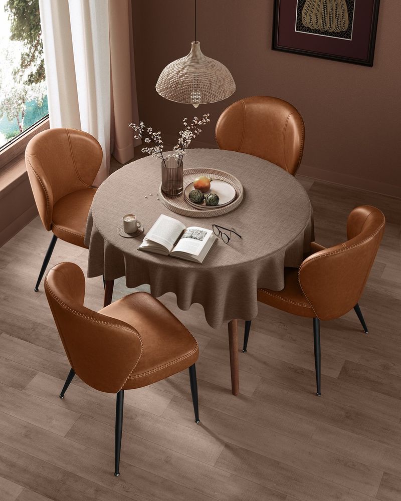 Dining Chairs Set – Padded Faux Leather Seats – Steel Legs