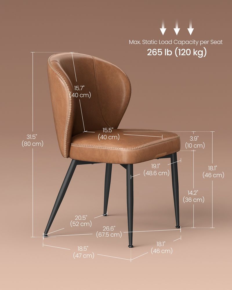 Dining Chairs Set – Padded Faux Leather Seats – Steel Legs