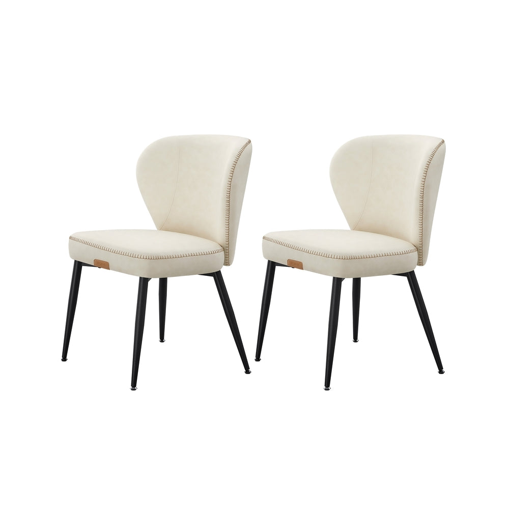 Dining Chairs Set of 2 Upholstered Padded Seat With Metal Legs