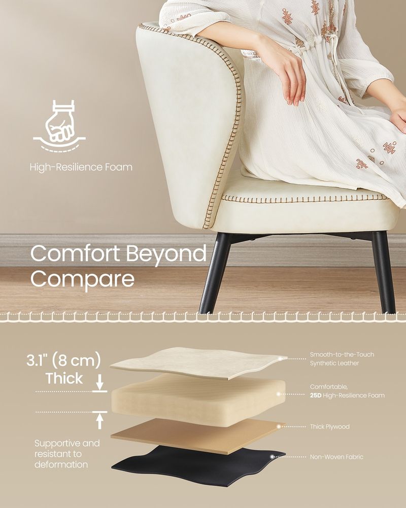 Dining Chairs Set – Padded Faux Leather Seats – Steel Legs