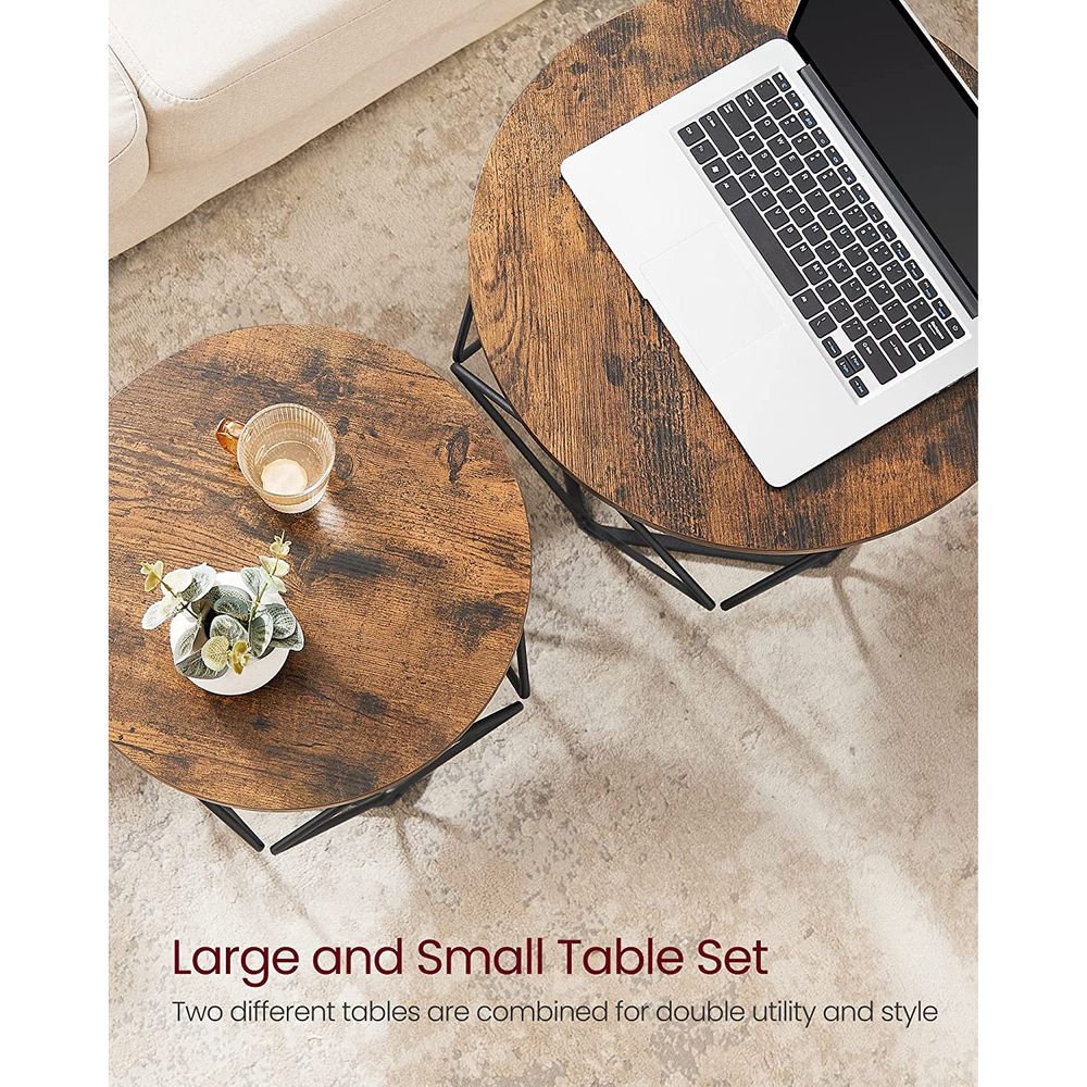 Round Coffee Table Set Of 2 - Steel Frame - Modern Living Room