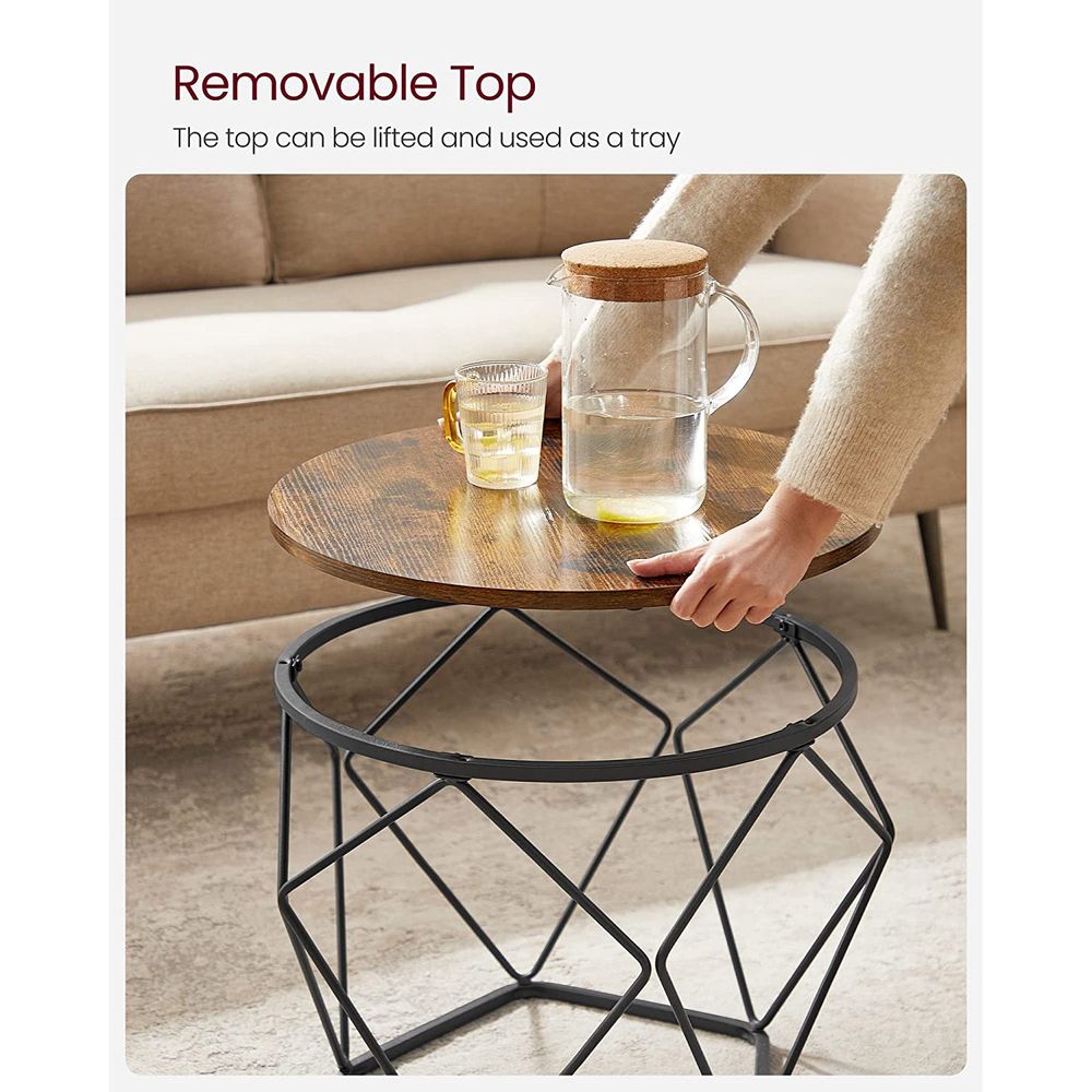 Round Coffee Table Set Of 2 - Steel Frame - Modern Living Room