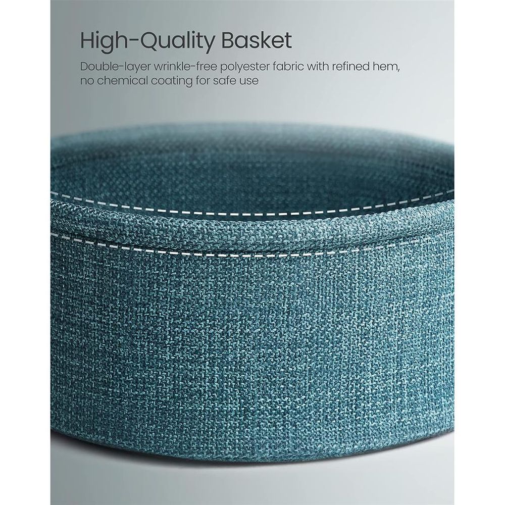 Nightstand - Modern Round - With Fabric Storage Basket