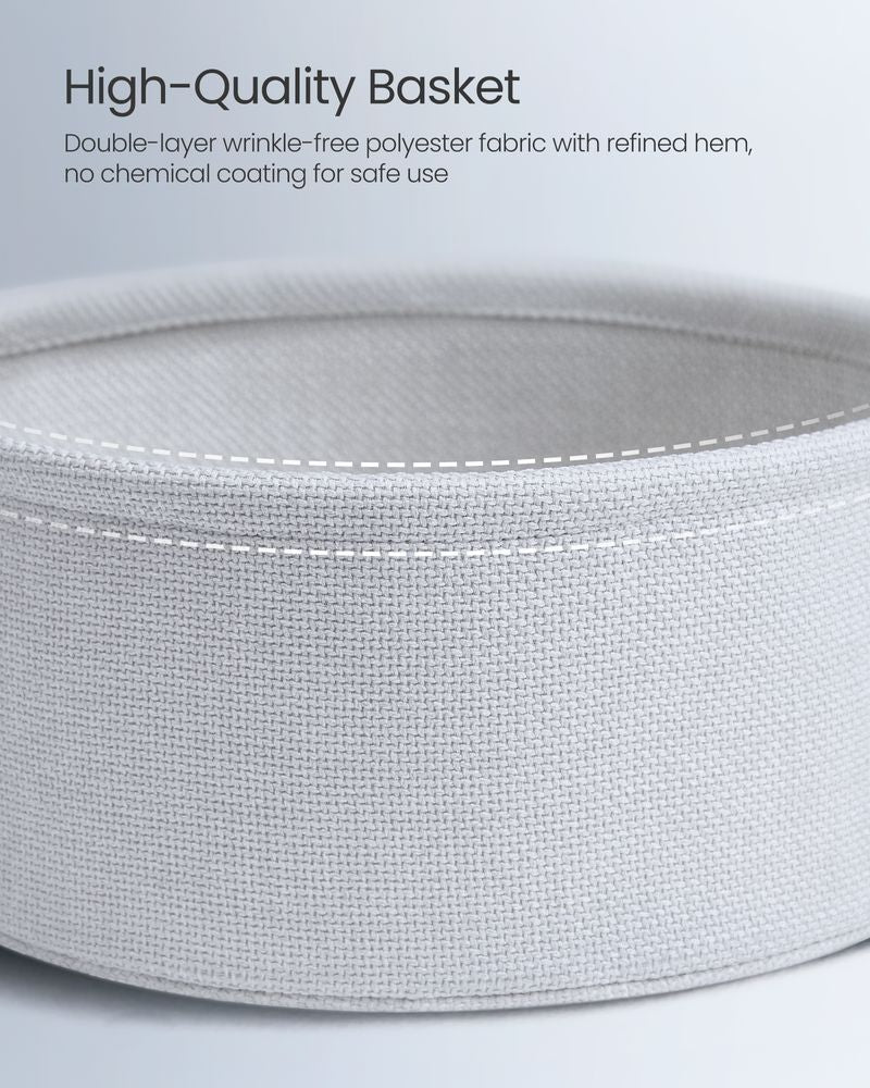 Nightstand - Modern Round - With Fabric Storage Basket