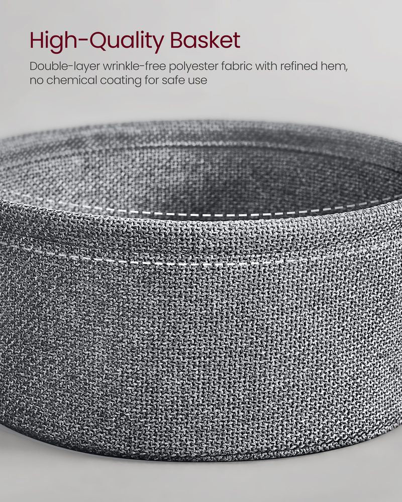 Side Table With Charging Station – Fabric Basket – Metal Legs