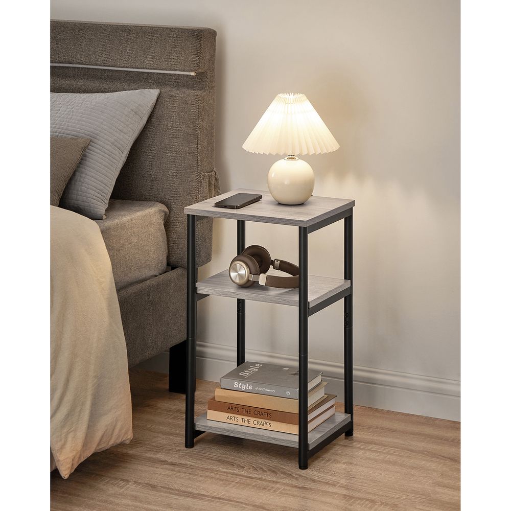 Small End Table With 3 Tiers – Industrial Design – Slim Space-Saving Table