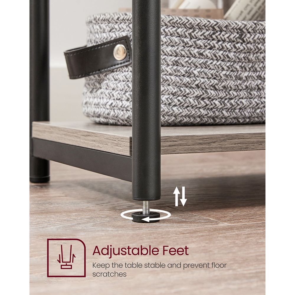 Small End Table With 3 Tiers – Industrial Design – Slim Space-Saving Table