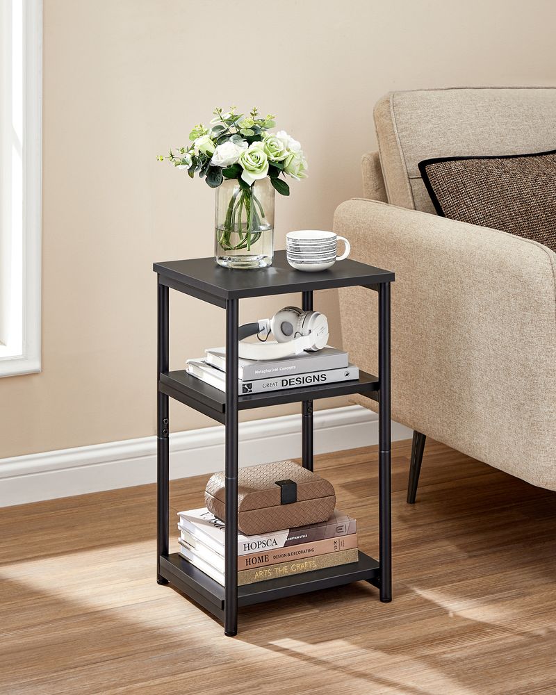 Small End Table With 3 Tiers – Industrial Design – Slim Space-Saving Table