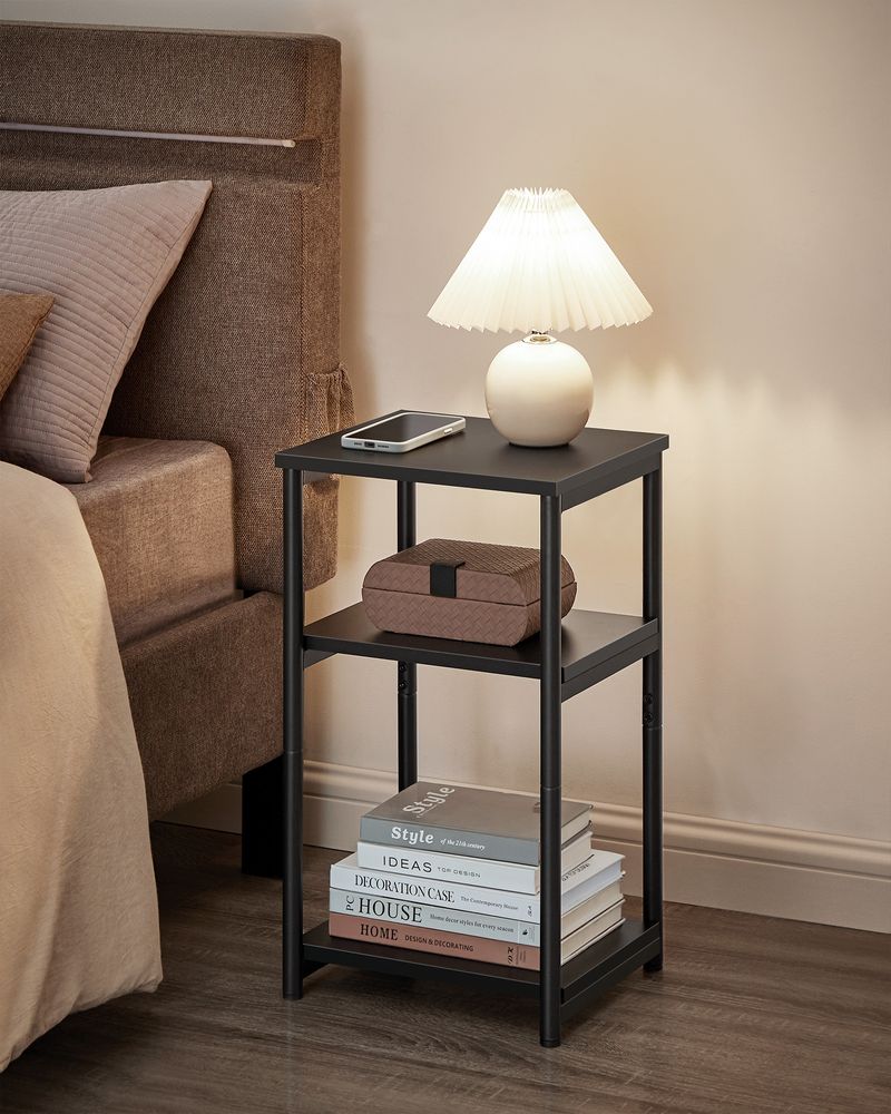 Small End Table With 3 Tiers – Industrial Design – Slim Space-Saving Table