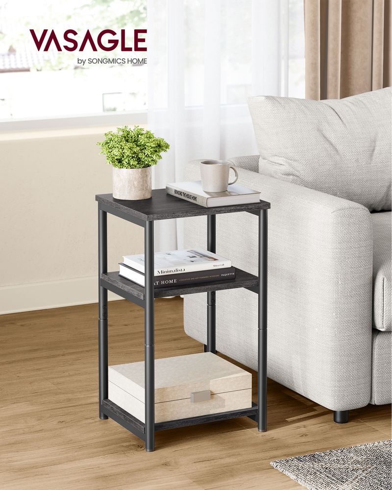 Small End Table With 3 Tiers – Industrial Design – Slim Space-Saving Table
