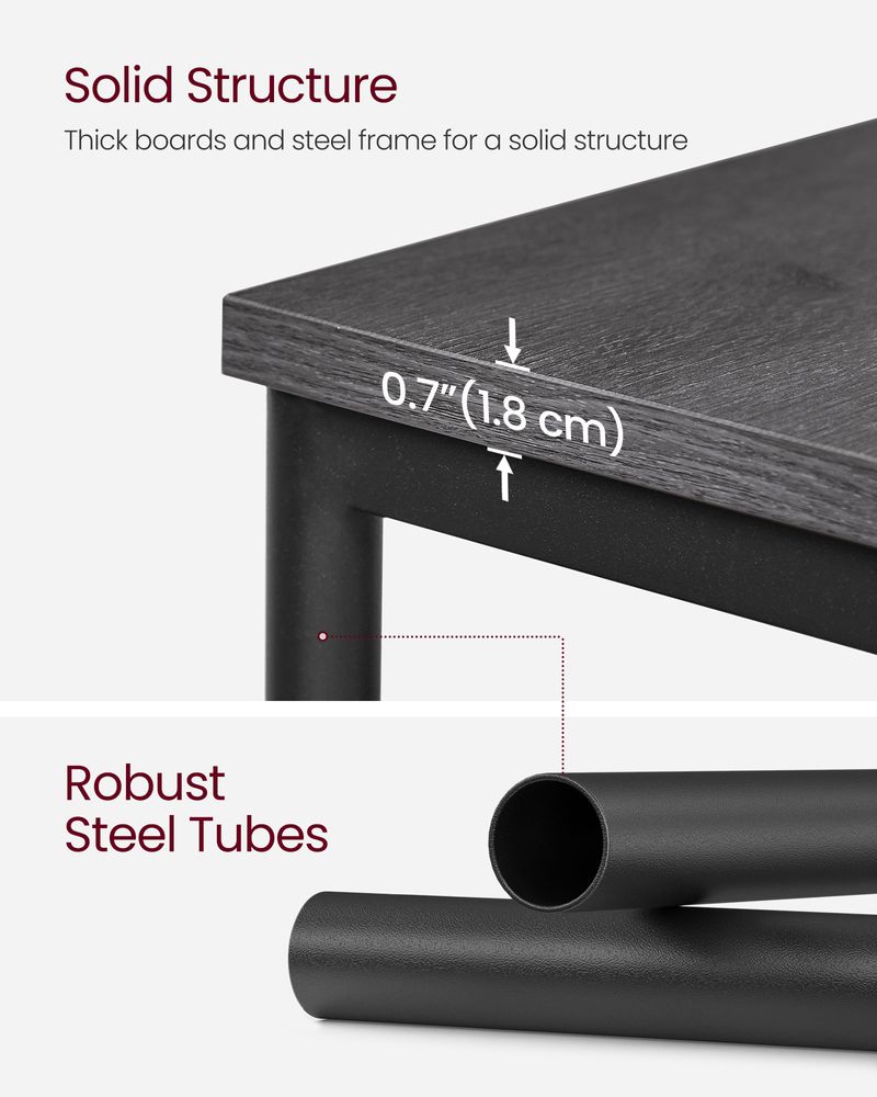 Small End Table With 3 Tiers – Industrial Design – Slim Space-Saving Table