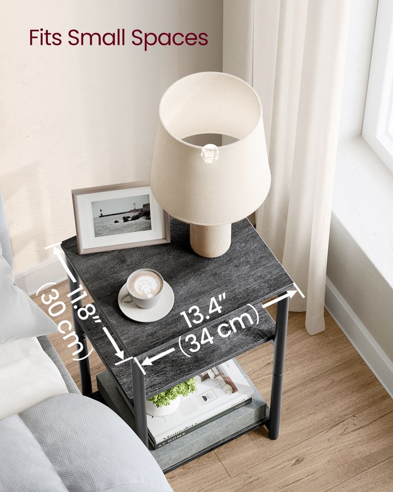 Small End Table With 3 Tiers – Industrial Design – Slim Space-Saving Table