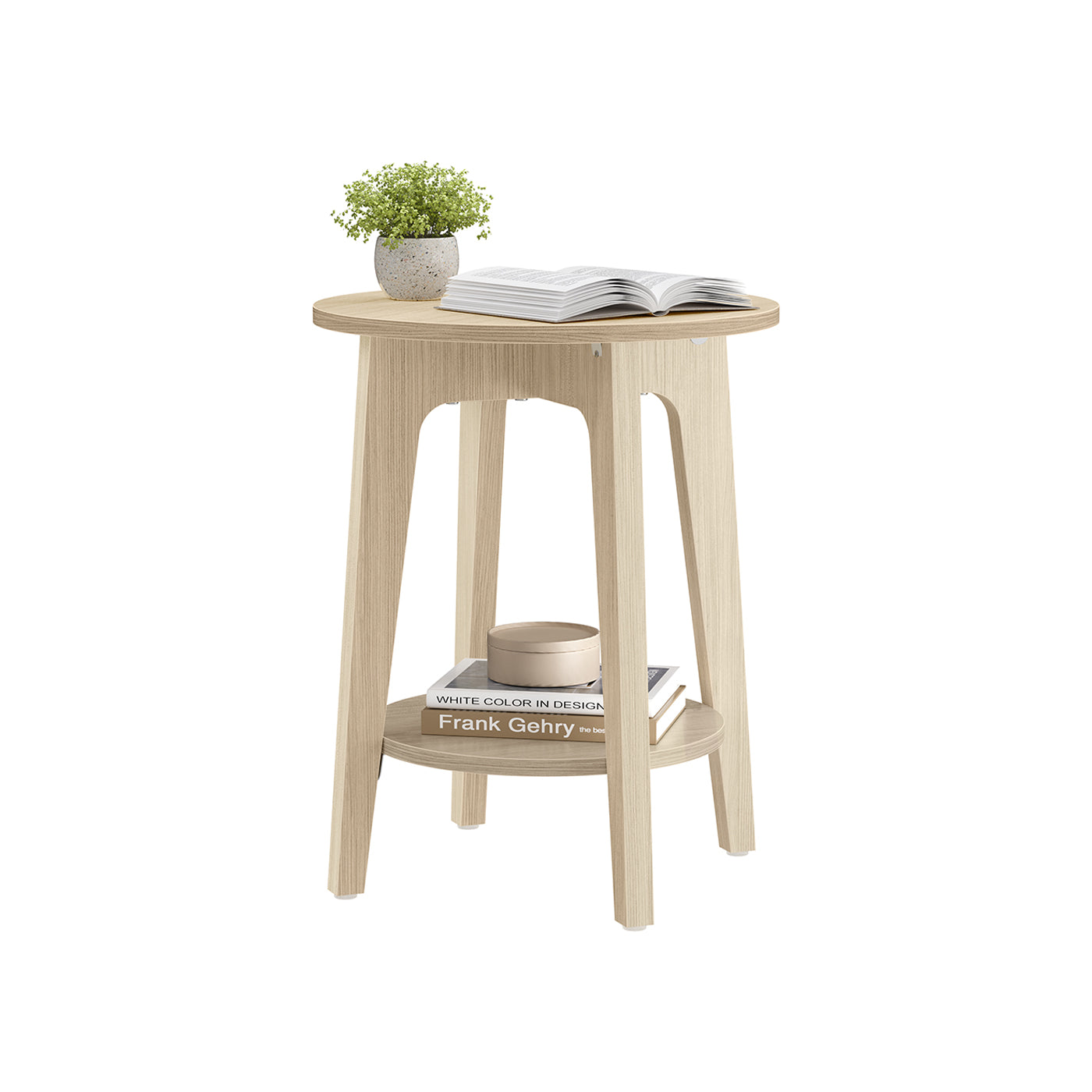 Round End Table - Small - With Lower Shelf Storage