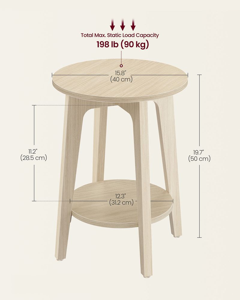 Round End Table - Small - With Lower Shelf Storage
