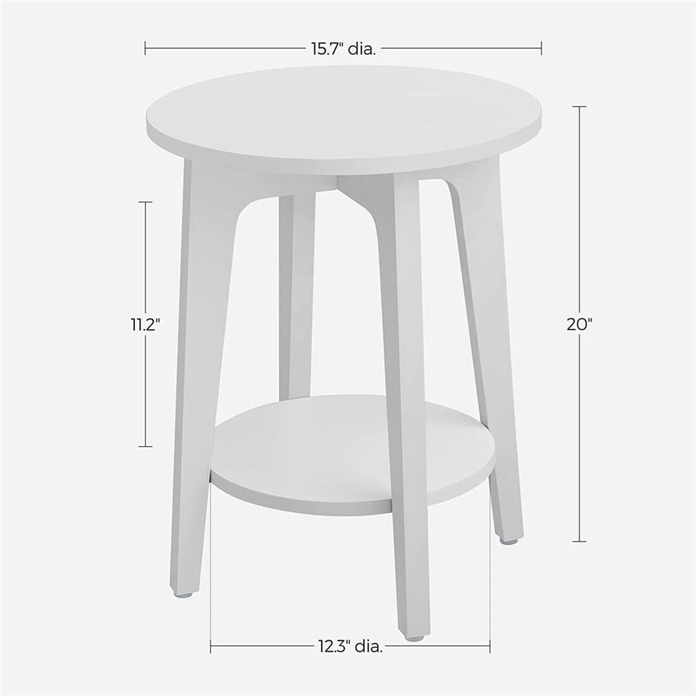 Round End Table - Small - With Lower Shelf Storage