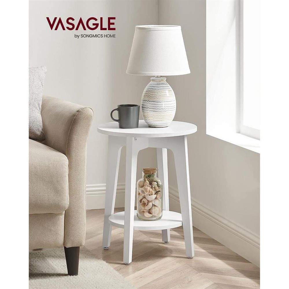 Round End Table - Small - With Lower Shelf Storage
