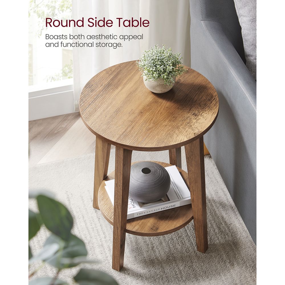 Round End Table - Small - With Lower Shelf Storage
