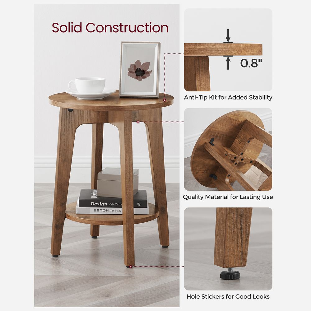 Round End Table - Small - With Lower Shelf Storage