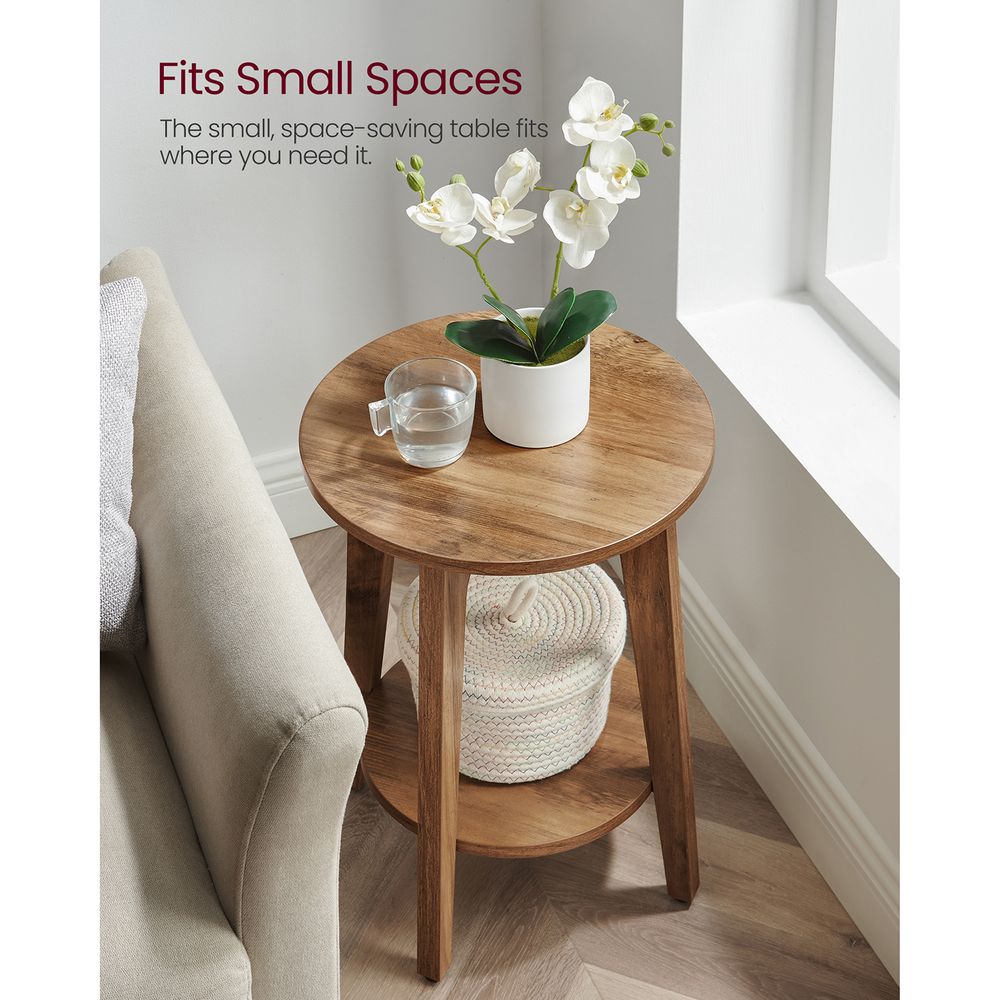 Round End Table - Small - With Lower Shelf Storage